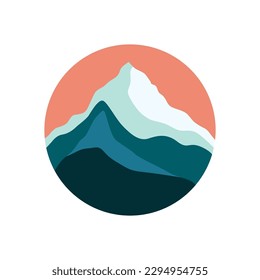 mountain logo flat design vector. circle logo illustration isolated white background