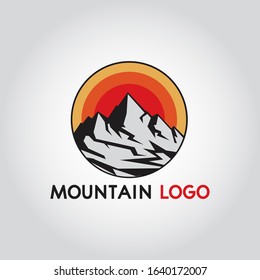 Mountain Logo in Flat Style With Sky