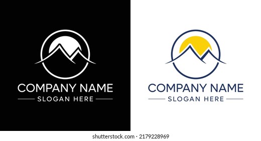 mountain logo flat style trendy stylist simple