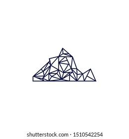 mountain logo formed from a triangular arrangement.  rocky mountain logo.  line art mountain logo