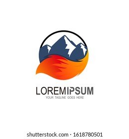 Mountain logo and fox tail icon template