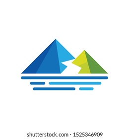 mountain logo in full color and geometric style.