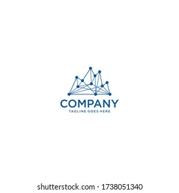 Mountain logo. Geometric mountain line logo. Vector outline icon template. Technology and lines are connected.