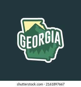 Mountain logo of Georgia state map. Badge vintage illustration design