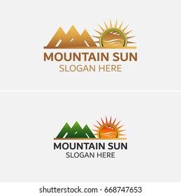 Mountain Logo with Golden Sun Icon