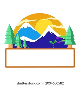 Mountain logo graphic vector illustration with trees