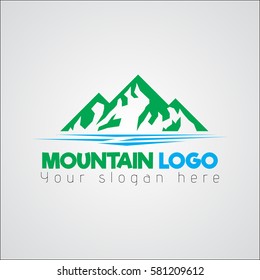 mountain logo with green white eps.10