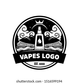 Mountain logo with hand draw style. Retro concept for any product. Vapes product