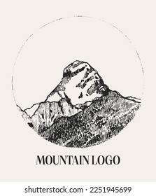 Mountain logo, hand drawn vector illustration