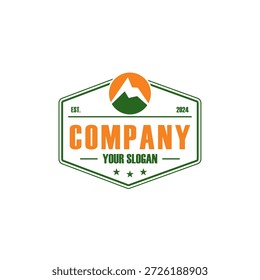 Logo de montaña, Vector de logo de senderismo