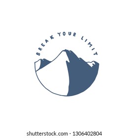 mountain logo icon. break your limits to the top, hand drawing technical logos