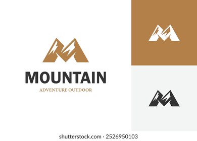 Mountain logo icon design with letter M graphic idea for adventure, mount clubs brand identity creative logo