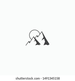 Mountain Logo Icon Design Template. View, Landscape, Outdoor, Simple, Modern  Vector