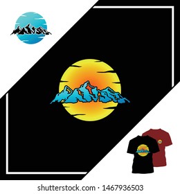 mountain logo icon design vector, with t-shirt templates