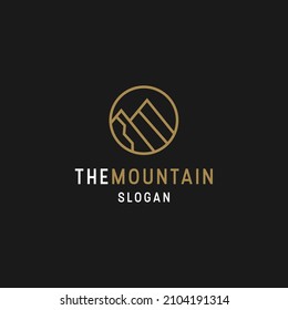 Plantilla de diseño plano del icono de montaña 