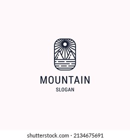 Plantilla de diseño plano del icono de montaña