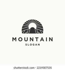 Plantilla de diseño plano del icono de montaña 