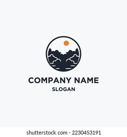 Mountain logo icon flat design template 