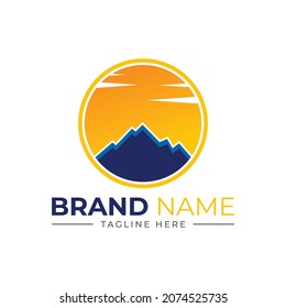 mountain logo icon line art vector template.