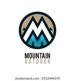 Mountain logo icon, M logo, mountain adventure logo, company logo creative design template