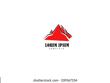 Mountain logo icon in red vector format