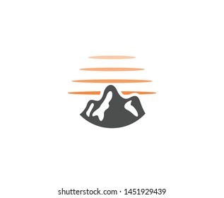 Mountain logo icon sun vector 