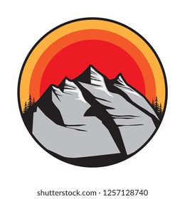 Mountain logo, icon or symbol design template, vector illustration