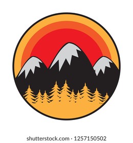 Mountain logo, icon or symbol design template, vector illustration