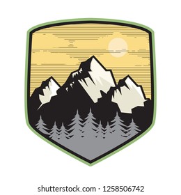 Mountain logo, icon or symbol design template, vector illustration