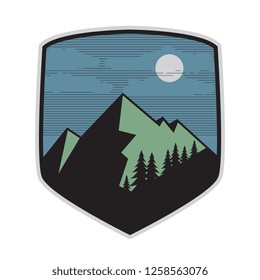 Mountain logo, icon or symbol design template, vector illustration