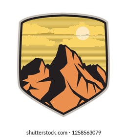 Mountain logo, icon or symbol design template, vector illustration