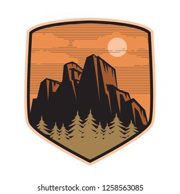 Mountain logo, icon or symbol design template, vector illustration