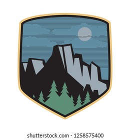 Mountain logo, icon or symbol design template, vector illustration