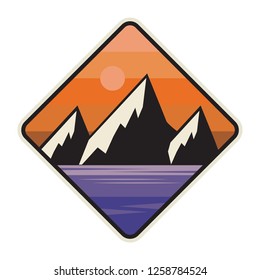 Mountain logo, icon or symbol design template, vector illustration