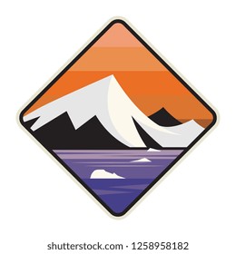 Mountain logo, icon or symbol design template, vector illustration