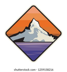 Mountain logo, icon or symbol design template, vector illustration