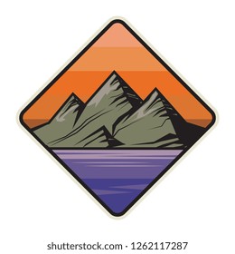 Mountain logo, icon or symbol design template, vector illustration