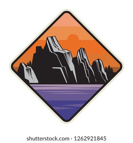 Mountain logo, icon or symbol design template, vector illustration
