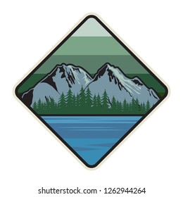 Mountain logo, icon or symbol design template, vector illustration