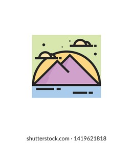 Mountain logo, icon template vector illustration with outline