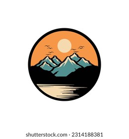 Mountain Logo- icon vector-illustration design- logo template-elegant - Colorful