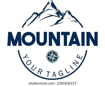 Mountain Logo Illustartion vector.Vintage mountain and outdoor adventures icon logo. Travel Tourism, hiking and camping Logo