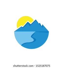 mountain logo illustration - blue