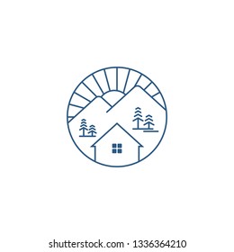 mountain logo illustration circle concept