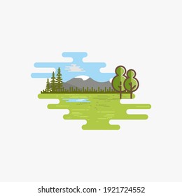 mountain logo illustration design Vector