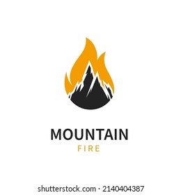 mountain logo. illustration mountain  with fire symbol icon vector