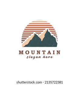 Mountain logo illustration in flat style and simple line