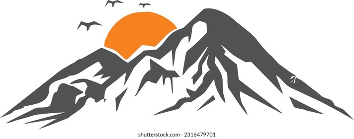 mountain logo illustration on white background