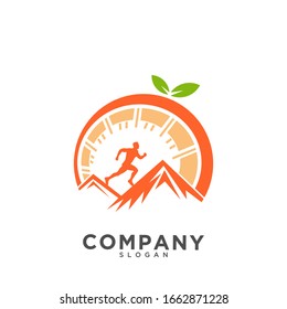Mountain logo illustration and orange logo, Mountain logo template. orange logo Vector Illustrator Eps.10