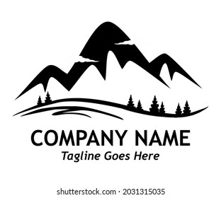 mountain logo illustration, a simple flat design